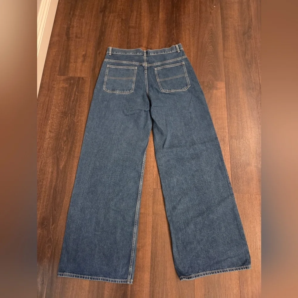 Zara Women's Straight Wide Leg Blue Jeans